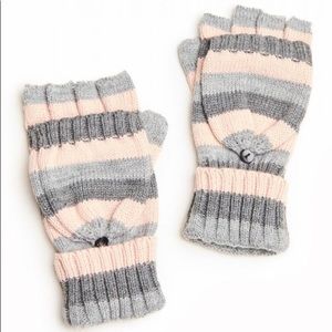 NWT Pastel Striped Foldover Fingerless Gloves